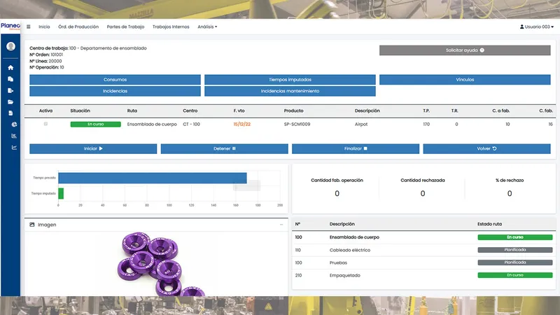 Planeo Fabricación - Captura de datos en planta